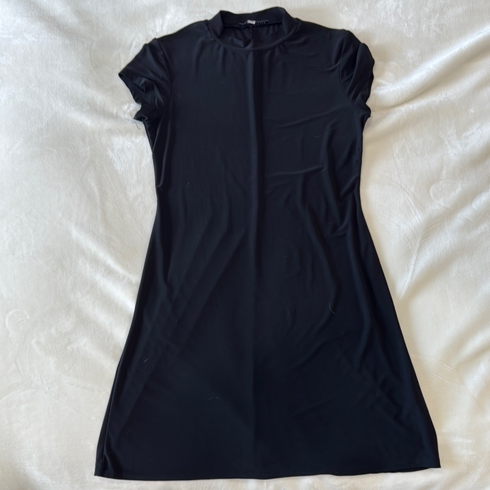 Annalee + Hope Black Mock Neck Sheath Dress